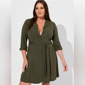 NWT Torrid Mini Rayon Slub Wrap Front Dress Size 5X Green